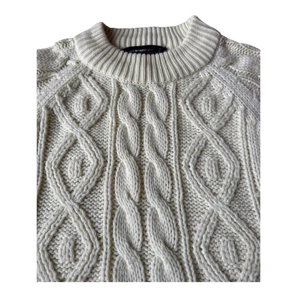 Vintage Macy’s Men’s Store Cable Knit Fisherman Sweater Cream 70s Taiwan L - Picture 4 of 14